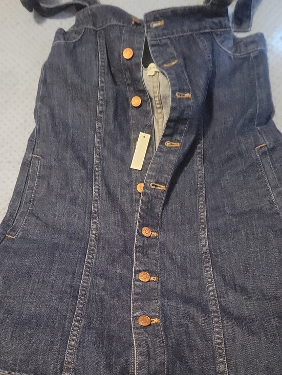 Madewell Dresses & Skirts - Dark Wash Denim Button-Front Jumper Dress
